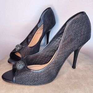 J. Renee Genette Black Mesh Peep Toe Pumps – Size 12 – Worn Once